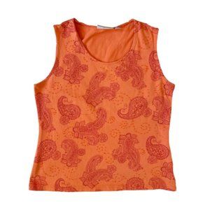 Adorable Y2K Croft and Barrow Seed Bead Orange and Red Paisley Tank